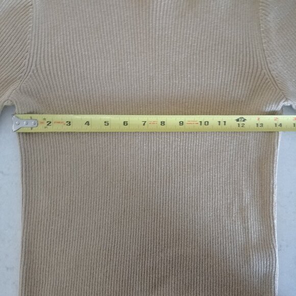 Ralph Lauren gold tan metallic ribbed cotton turtleneck sweater PP - Picture 13 of 13
